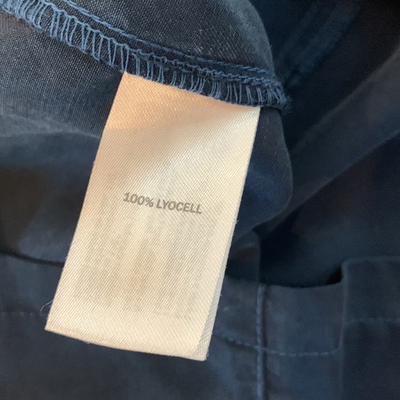 Yerse Navy Blue Lyocell Short Sleeve Knee Length Shift Dress Pockets Women Small - Picture 7 of 8